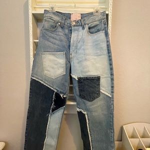 revive denim patchwork jeans